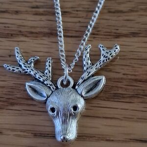 Silver Deer Pendant Necklace
